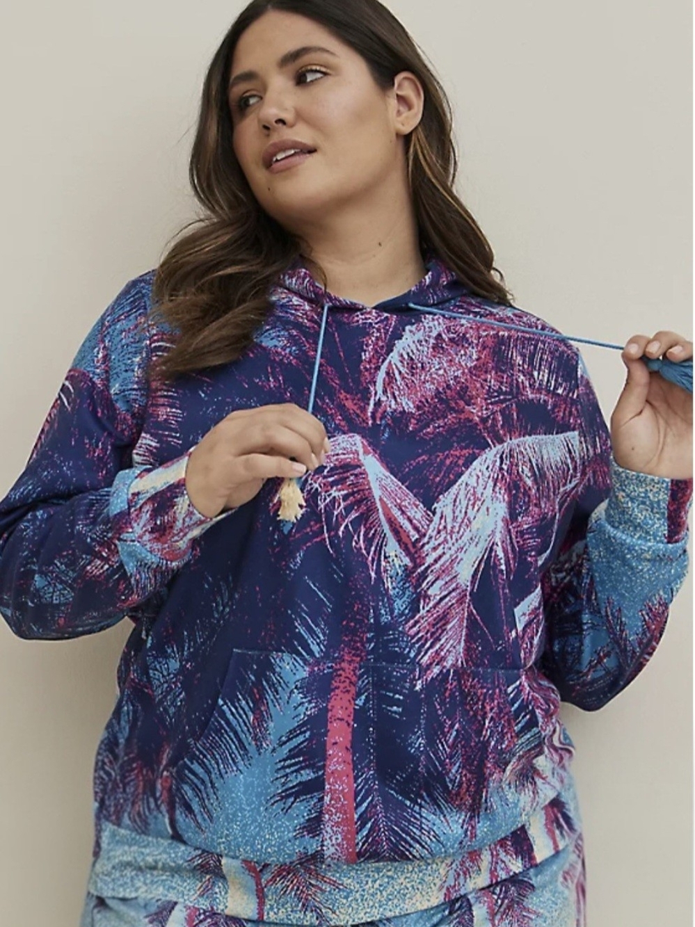 Torrid 5x Hoodie Cover-up Lightweight Fleece- Palm